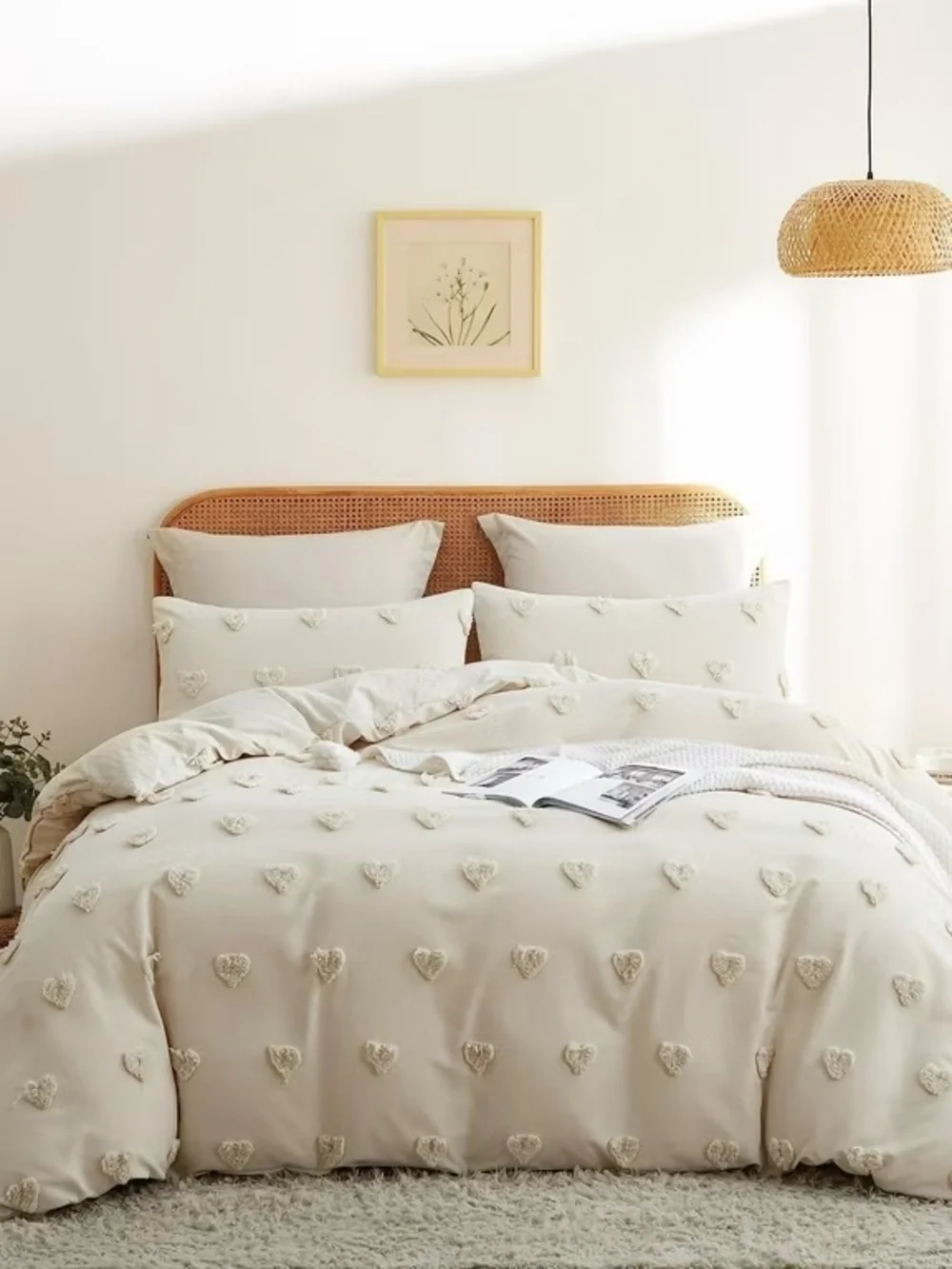 Ivory Boho Heart Dot Duvet Set